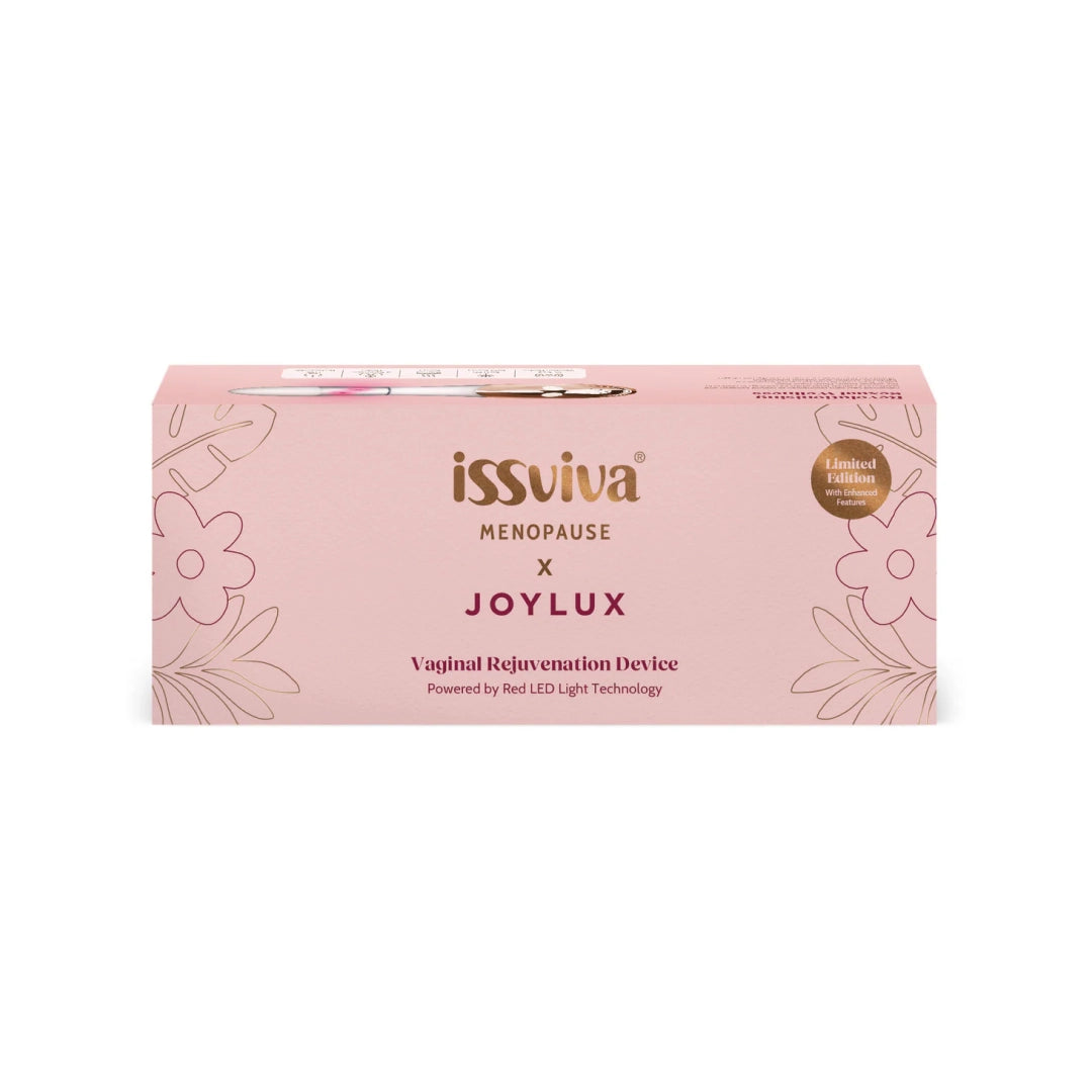 Box of issviva Menopause x Joylux Vaginal Rejuvenation Device on a white background