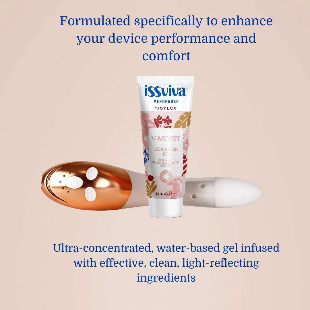 issviva product with text about device performance and comfort on a beige background